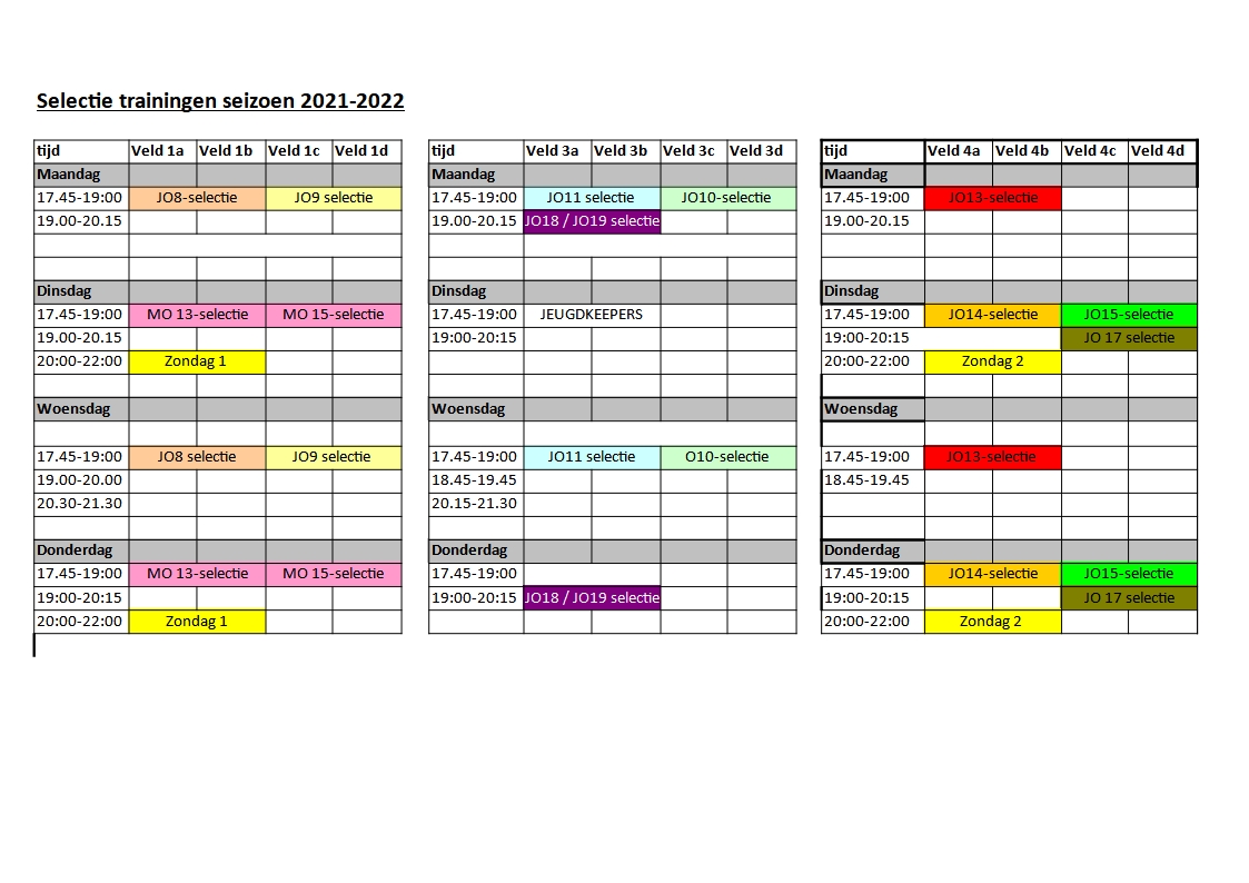 Voorlopige Selectie indeling seizoen 2022-2023 | https://www.svhillegom.nl/