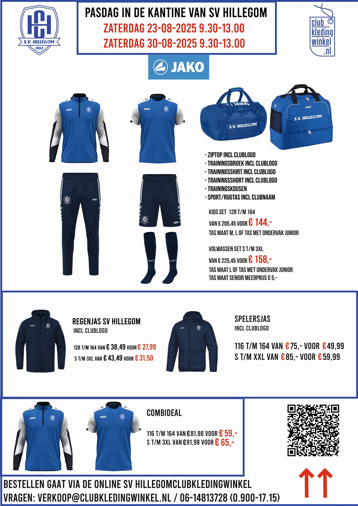 Pasdagen kleding SV Hillegom en nu met hoge korting!